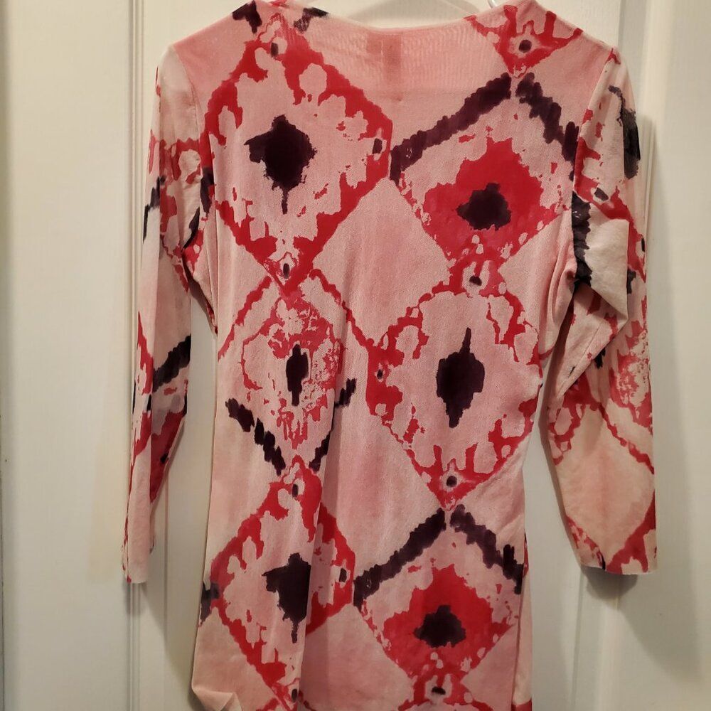 Daisy & Clover 2 ply sheer Pink V neck Wrap top L/XL - Picture 2 of 5